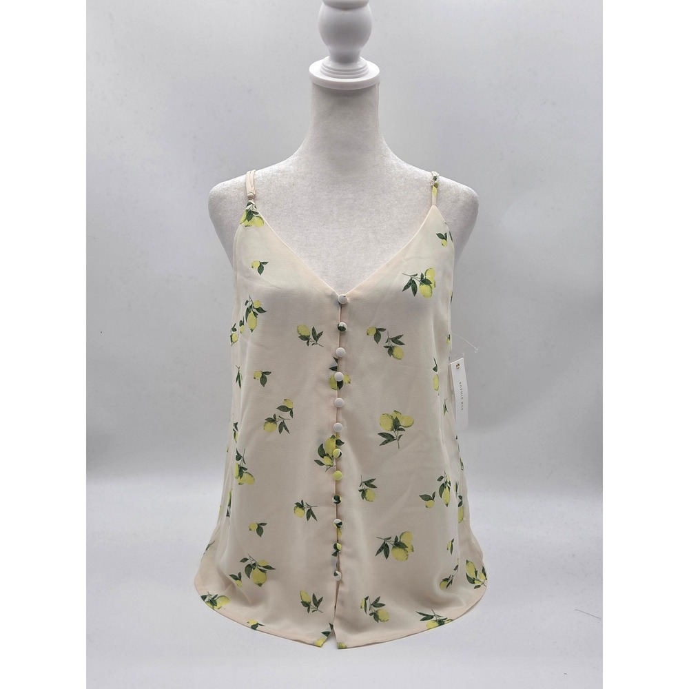 Sophie Rue Women's M Ivory Lemon Print Button Front Cami Top NWT 101-537